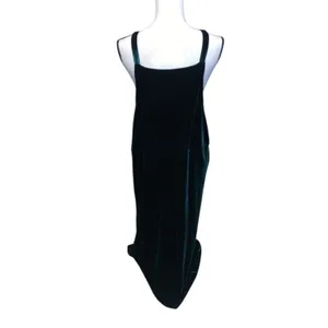 Sag Harbor Velvet Overall Jumper Dress Dark Green Vintage thumbnail 4