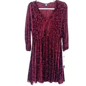 Tommy Hilfiger Burnout Velvet Dress Sz 6 Whimsigoth Burgundy Sheer Romantic Goth thumbnail 2