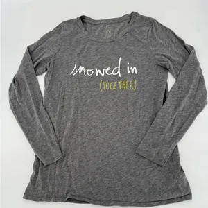 Aerie Gray Long Sleeve Shirt with “Snowed In (Together)” Print thumbnail 1