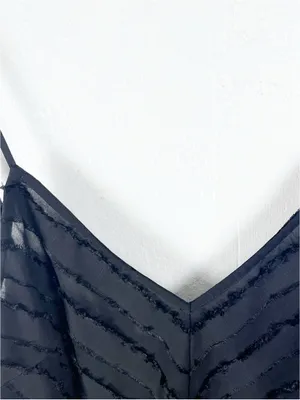 INTIMATELY FREE PEOPLE Black Sheer Geometric Print Fray Hem Cami Size Large Boho thumbnail 6