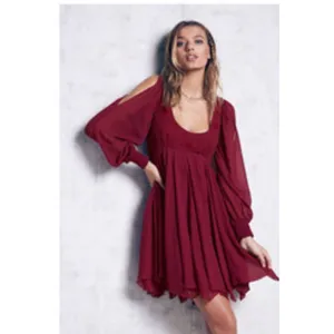 Free People Tatiana Purple Beaded Long Sleeve‎ Swing Mini Dress Women's Size 0 thumbnail 3