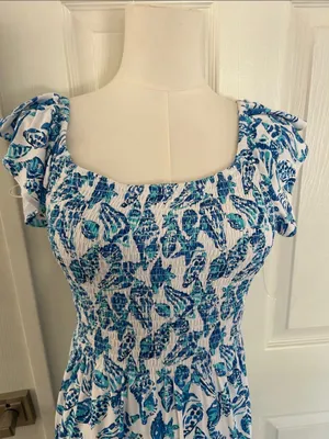 Lilly Pulitzer Jilly Smocked Dress Resort White Shell Collector, SMALL, NWOT thumbnail 5