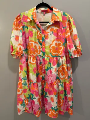 Flying Tomato Button-Down Tiered Collared Floral Print Dress thumbnail 5