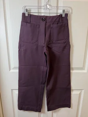 Women's Quince Ultra-Stretch Ponte Cropped Wide Leg Pants Dark Purple 0 thumbnail 5