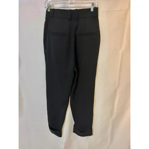COS Black High Rise Pleated Cuffed Trousers Size 4 Minimalist Career Wear thumbnail 3