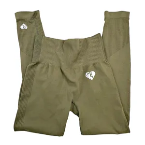 Best Power Seamless Olive Green Leggings Khaki Athlete Sports thumbnail 4
