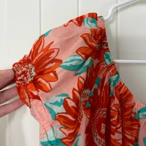 NWOT Aerie women’s pink orange‎ lightweight cropped summer elastic top blouse L thumbnail 2