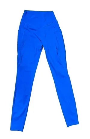 Womens bright blue full‎ length leggings athletic pants sz Small thumbnail 1