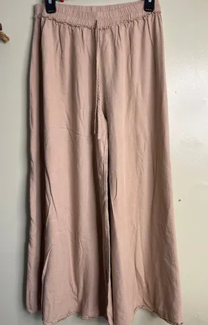Aakaa pull on wide leg cropped palazzo elastic waistband pants, size medium thumbnail 1