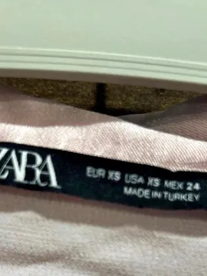 Zara pink satin effect crop top button up Size XS thumbnail 7