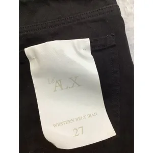 Le'ALX Western Belt Jeans Jet Black High Rise Straight Leg Raw Hem‎ Size 27 NEW thumbnail 6