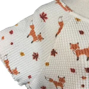 American Eagle X-Large Pajama Top Fox Print Waffle Knit Thermal Short Sleeve thumbnail 3