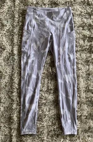 White/Grey Mid Rise-High Waisted Leggings w/ Pockets thumbnail 5