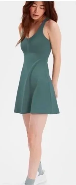 Girlfriend Collective Lola Alpine Green V-Neck Dress thumbnail 1