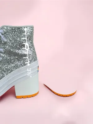 Converse Chuck 70 De Luxe Heel Disco Glam Silver Glitter Pride Chunky women sz 5 thumbnail 13