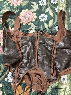 OOAK ren fest corset top larp Brown thumbnail 7