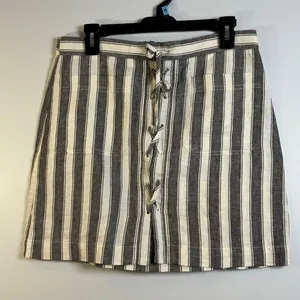 Madewell Mini‎ Skirt Striped Lace Up Front Pockets Casual Women's Size 6 thumbnail 1