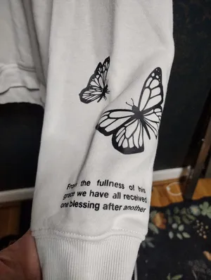 Grace Upon Grace Gray Hoodie with Neon Green Checker & Butterfly Graphic thumbnail 5