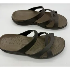 Women's 8 M Crocs Meleen Twist Brown Sandals 202497 Slip-On Flat Open Toe Slides thumbnail 2