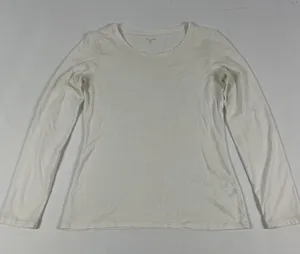 Garnet Hill Shirt Womens XS White Scoop Neck Long Sleeve Stretch Jersey‎ Basic thumbnail 1