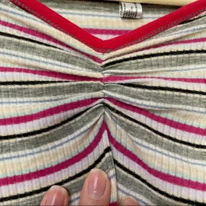 Free People Striped Ribbed Off Shoulder Bodysuit Womens XS Sweetheart Neckline thumbnail 10