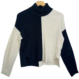 Abercrombie & Fitch Cream Black Wool Colorblock Turtleneck Sweater Womens Size S thumbnail 2