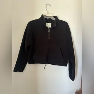 American Eagle Quarter Zip Fleece Pullover Small Black thumbnail 5