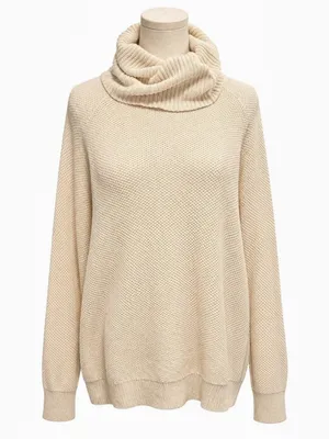 Madewell Eastbrook Turtleneck Cross-Back Sweater in Cotton-Merino Yarn Cream Siz thumbnail 1