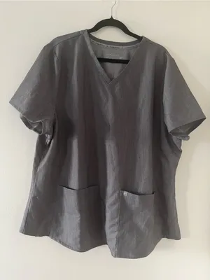 Fabletics Gray Scrub Top 2X Stretch Pockets Medical Nurse Healthcare Uniform thumbnail 1