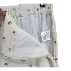 Anthropologie Feather Bone Wide Leg Talise Pants 4 Cream‎ Red Fruit Print Crop thumbnail 6