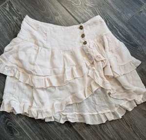 Free People cream/light blush Ruffled Viscose Skirt size XS extra small thumbnail 1