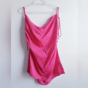 Free People Hattie Silky Tunic Hot Pink thumbnail 2