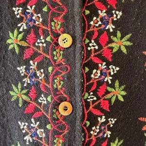 Body Xpressions Vintage Button Front Lined Vest Wool Blend Floral SZ M #2588 thumbnail 8