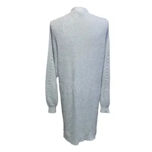 American Eagle Light Gray Open-Front Long Cardigan Sweater Pockets Drapey thumbnail 3