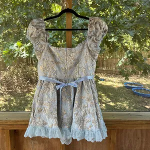 Sugar Thrillz Tea And Circumstance Brocade Mini Dress Blue & Gold Size XL. NEW! thumbnail 2