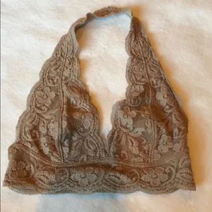 Out From Under Lace Halter Bralette Tan thumbnail 1