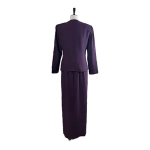 Karen Miller Vintage Jacket Long Dress Beaded Sequins Plum Purple Women’s Size 8 thumbnail 5