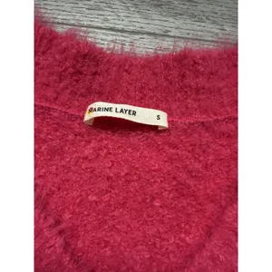 Marine Layer Teddy Eyelash Sweater Womens S Pink Fuzzy Wool Blend Cropped thumbnail 6