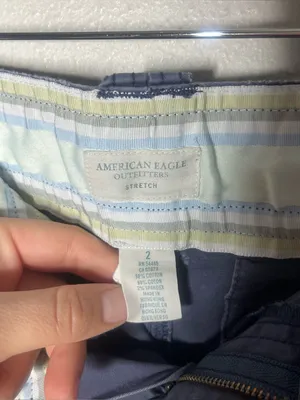 Y2K Vintage American Eagle Blue Low Rise Mini Shorts Stretch Cotton Chino thumbnail 7