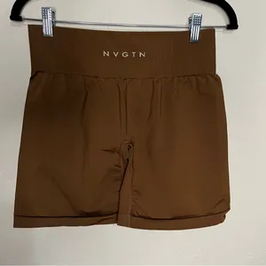 NVGTN Seamless‎ Chocolate Brown Biker Athletic Shorts thumbnail 3