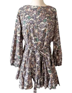 Shop the Mint Get Closer Plum Purple Fox Printed Dress thumbnail 1