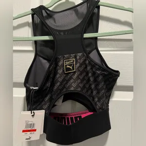 Puma x Barbie Women’s Size XS Crop Top Mesh straps Peekaboo Window Barbie logo thumbnail 4