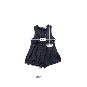 NWT Veveret Mineral Wash French Terry Romper Black Wide Leg V Neck M Boho Grunge thumbnail 5