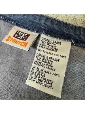 Vintage 90s Y2K Denim Tank Top Womens Large Faded Glory Prairie Cottage Boho thumbnail 4