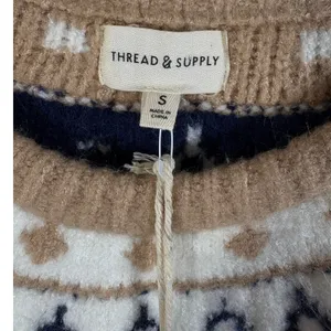 Thread & Supply Womens Fair Isle Claire Knit Sweater Oat Brown Small NWT thumbnail 3