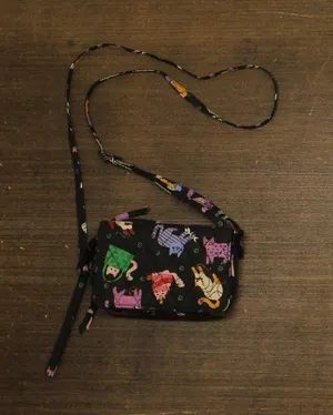 Vera Bradley Quilted Crossbody Shoulder Purse Pouch Black thumbnail 1