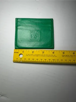 Anne Klein Emerald Green Leather Card Case with Embossed Logo thumbnail 3