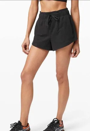 LULULEMON- Inner Glow Short 3" Terry Black Athletic Gym Workout Running Travel thumbnail 1