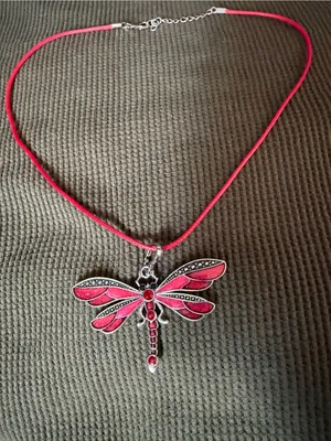 Red Dragonfly Pendant Necklace - Women's Jewelry thumbnail 3