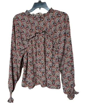 Entro Top Women’s Med Floral Puffy Sleeves Peasant Boxy Y2K Boho Cottage thumbnail 1